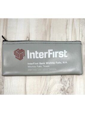 VTG InterFirst Bank Wichita Falls Texas 9.75"x4.25" Gray Vinyl Money DEPOSIT BAG